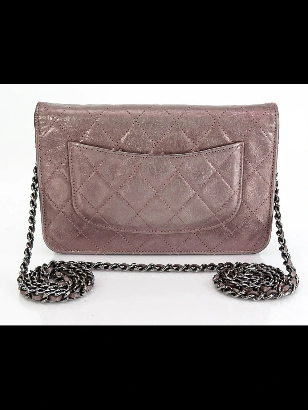CHANEL Quilted Metallic Rose Pink Chain Crossbody Bag
